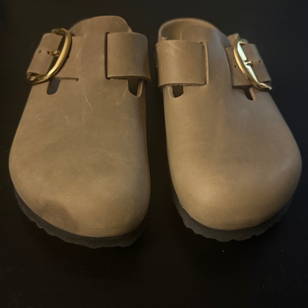 Birkenstock Boston Big Buckle Clog Womens 39 8/8.5 Tobacco Brown Oiled leather - Picture 5 of 6